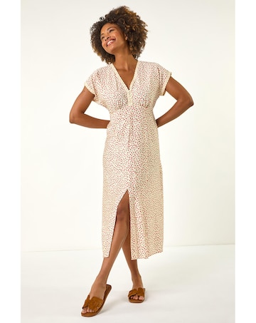 Roman Ditsy Lace Trim Midi Dress