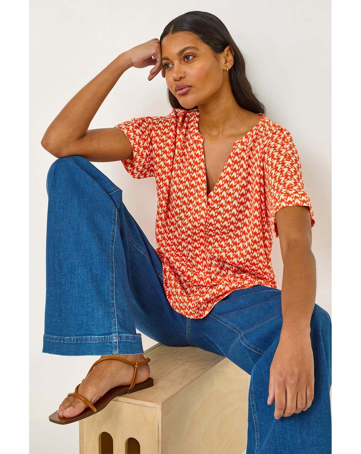 New In - Roman Abstract Print Tunic Top