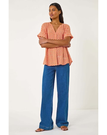 Roman Abstract Print Tunic Top