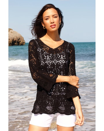 Roman Cotton Crochet Tunic Top