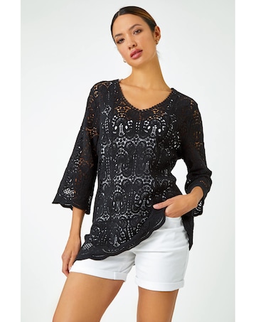 Roman Cotton Crochet Tunic Top
