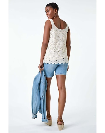 Roman Cotton Crochet Knit Vest Top