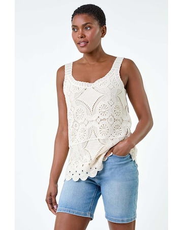 Roman Cotton Crochet Knit Vest Top