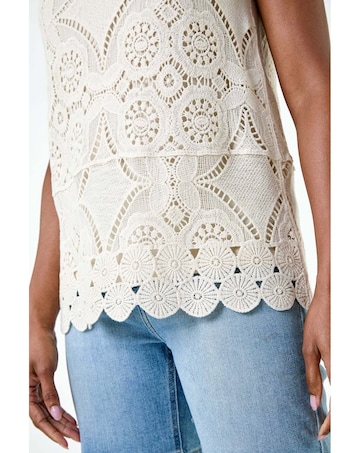 Roman Cotton Crochet Knit Vest Top