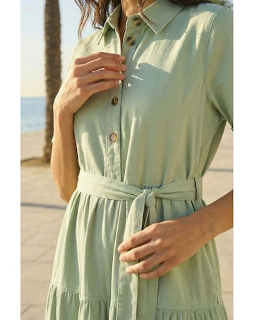 Roman Button Detail Tiered Midi Dress