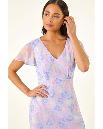 Roman Petite Floral Frill Midi Dress