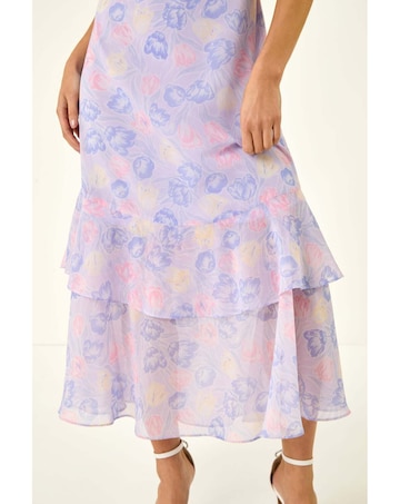 Roman Petite Floral Frill Midi Dress