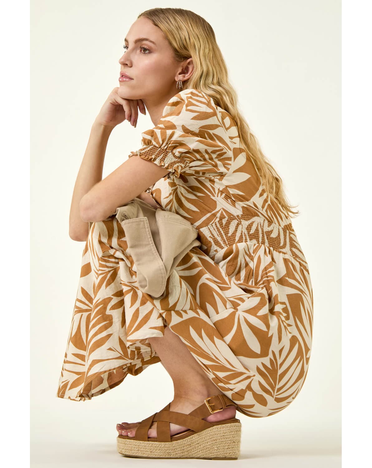 New In - Roman Abstract Print Button Midi Dress