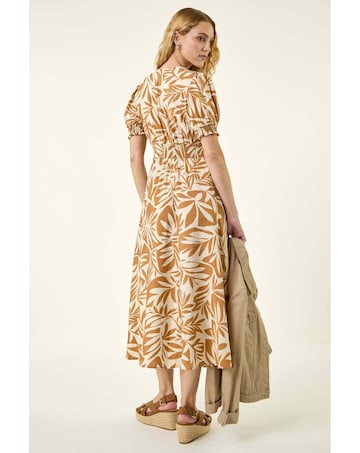Roman Abstract Print Button Midi Dress