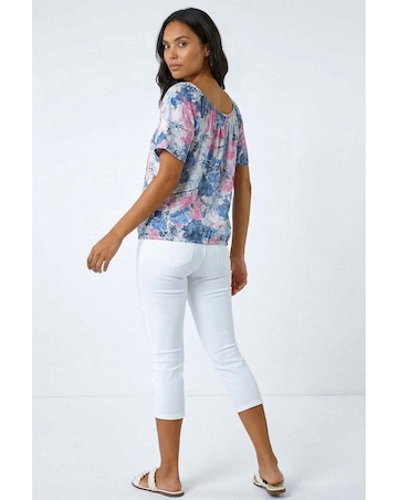 Roman Floral Burnout Buttoned Top