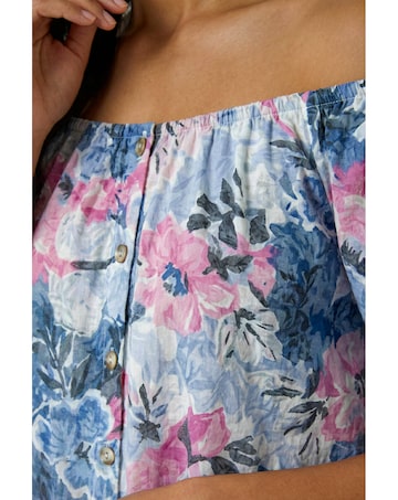 Roman Floral Burnout Buttoned Top