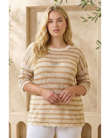 Roman Curve Scallop Hem Stripe Knit
