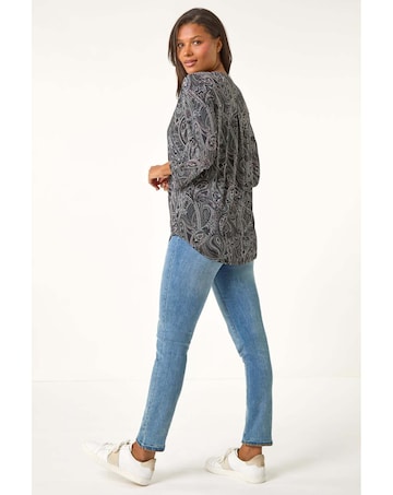 Roman Textured Paisley Stretch Blouse