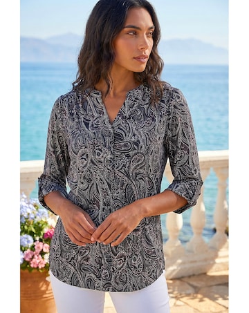 Roman Textured Paisley Stretch Blouse