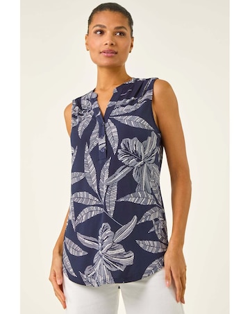 Roman Floral Puff Print Stretch Vest