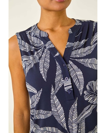 Roman Floral Puff Print Stretch Vest