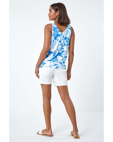 Roman Floral Print Stretch V-Neck Vest