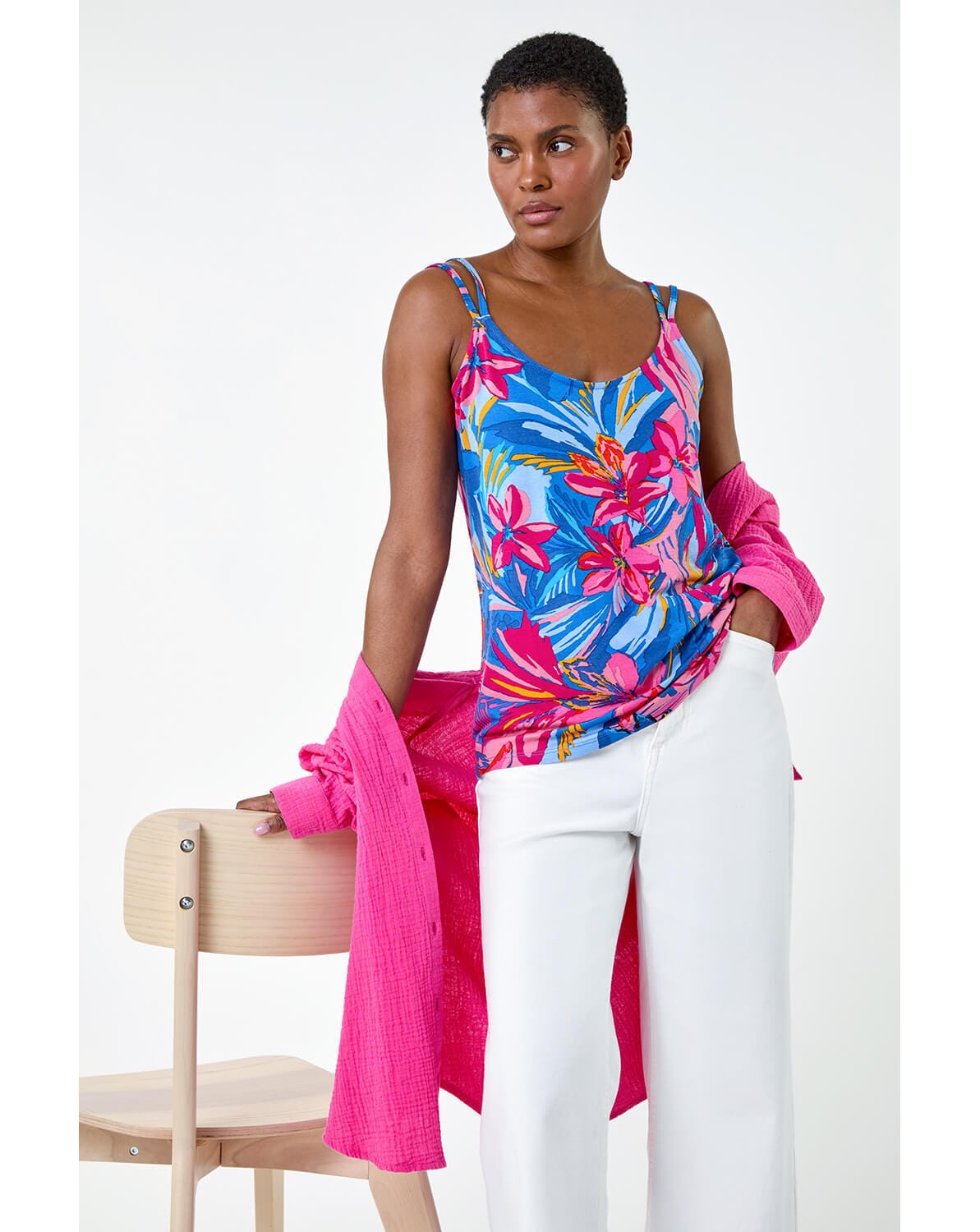 New In - Roman Tropical Floral Detail Cami Top
