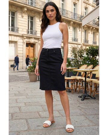 Roman Cotton Denim Stretch A line Skirt