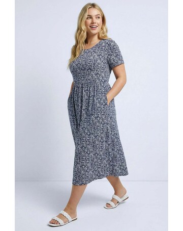 Roman Curve Abstract Pocket Midi Dress