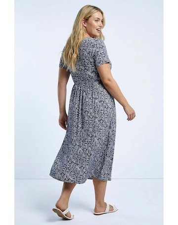 Roman Curve Abstract Pocket Midi Dress