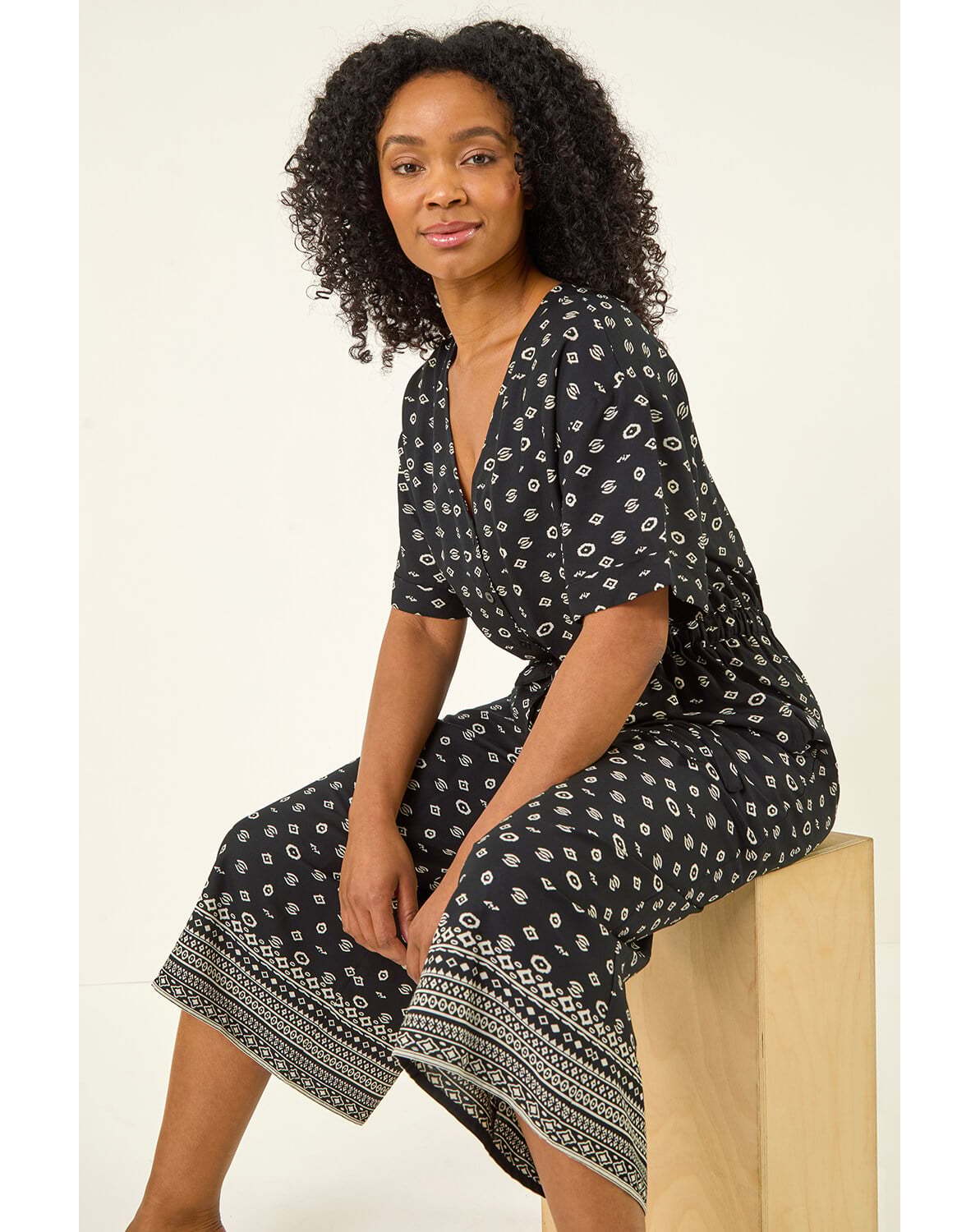 New In - Roman Petite Border Cropped Jumpsuit