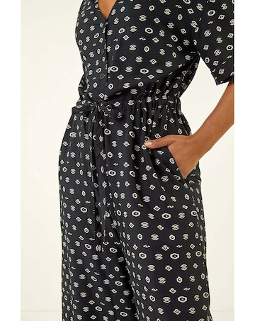 Roman Petite Border Cropped Jumpsuit