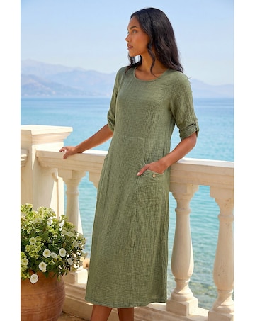 Roman Textured A-line Midi Dress