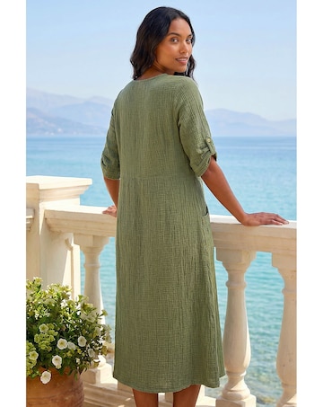Roman Textured A-line Midi Dress