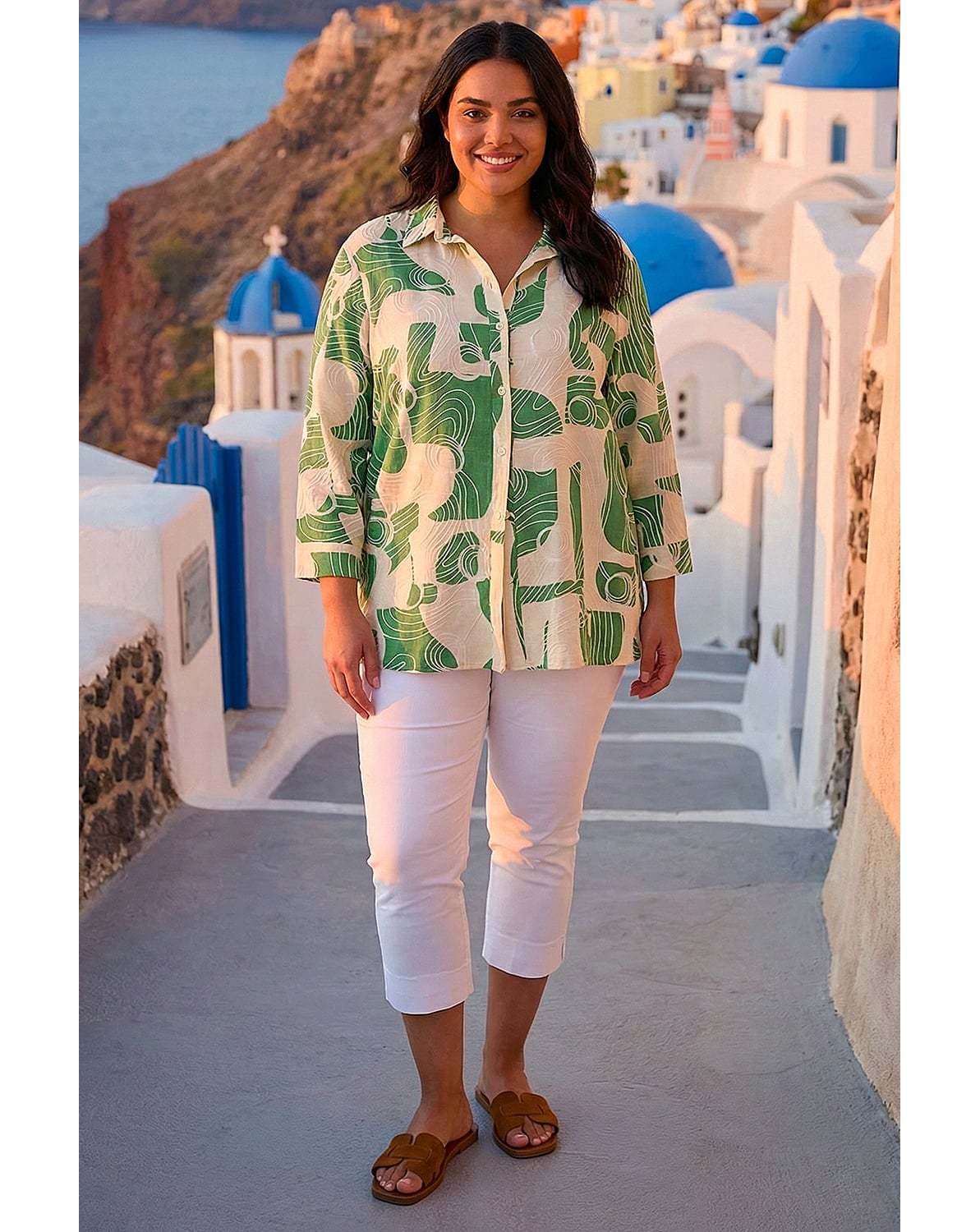 Roman Curve Textured Geometric Shirt