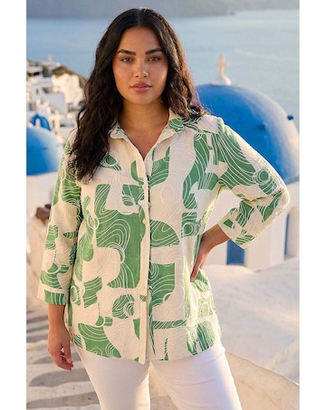 Roman Curve Textured Geometric Shirt