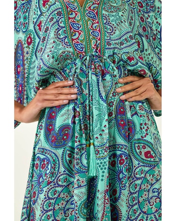Roman Paisley Print V-Neck Midi Dress
