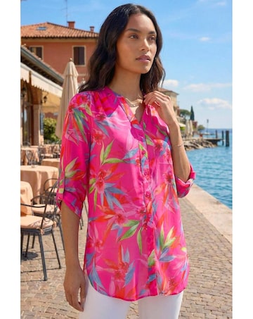 Roman Floral Print Longline Blouse
