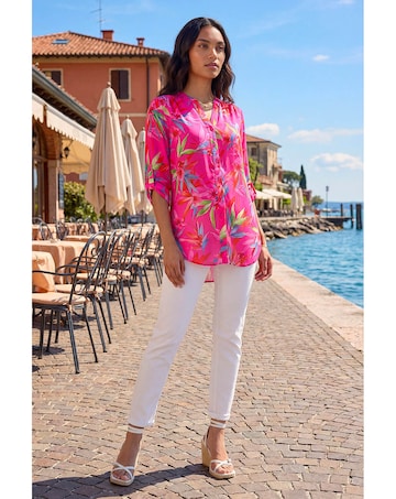 Roman Floral Print Longline Blouse
