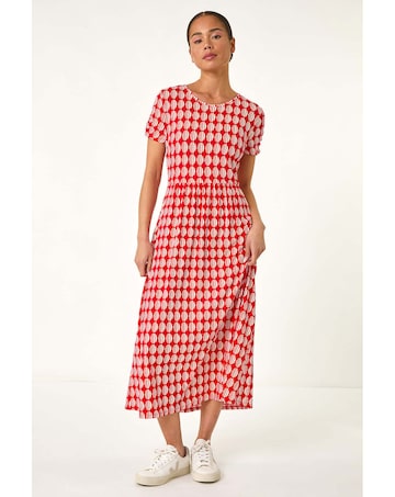 Roman Petite Geometric Spot Midi Dress