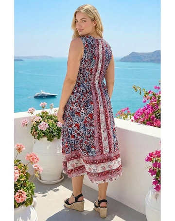 Roman Curve Paisley Print Midi Dress