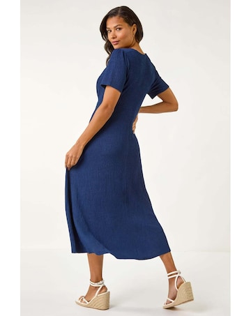 Roman Textured Wrap Bodice Midi Dress