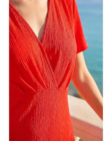 Roman Textured Wrap Bodice Midi Dress