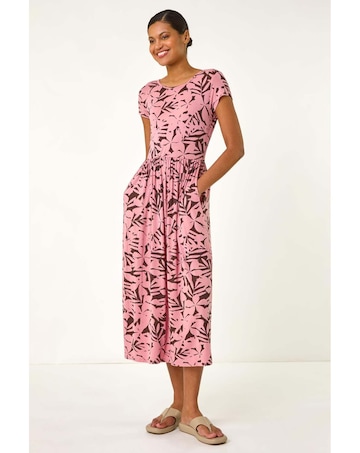 Roman Floral Print Stretch Midi Dress