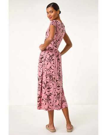 Roman Floral Print Stretch Midi Dress