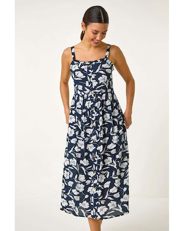 Roman Floral Print Midi Sundress