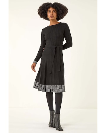 Roman Stretch Knit Border Print Dress