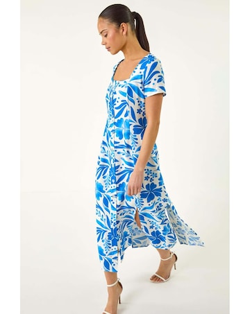 Roman Petite Floral Button Midi Dress
