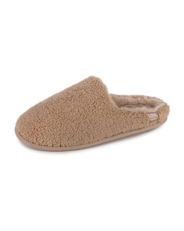 totes Ladies Curly Fur Mule Slippers