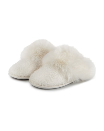 totes Ladies Sparkle Textured Faux Fur Mule Slippers