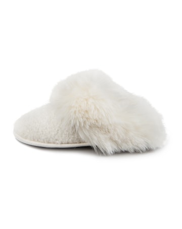 totes Ladies Sparkle Textured Faux Fur Mule Slippers