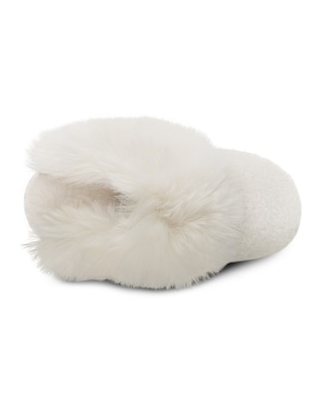 totes Ladies Sparkle Textured Faux Fur Mule Slippers