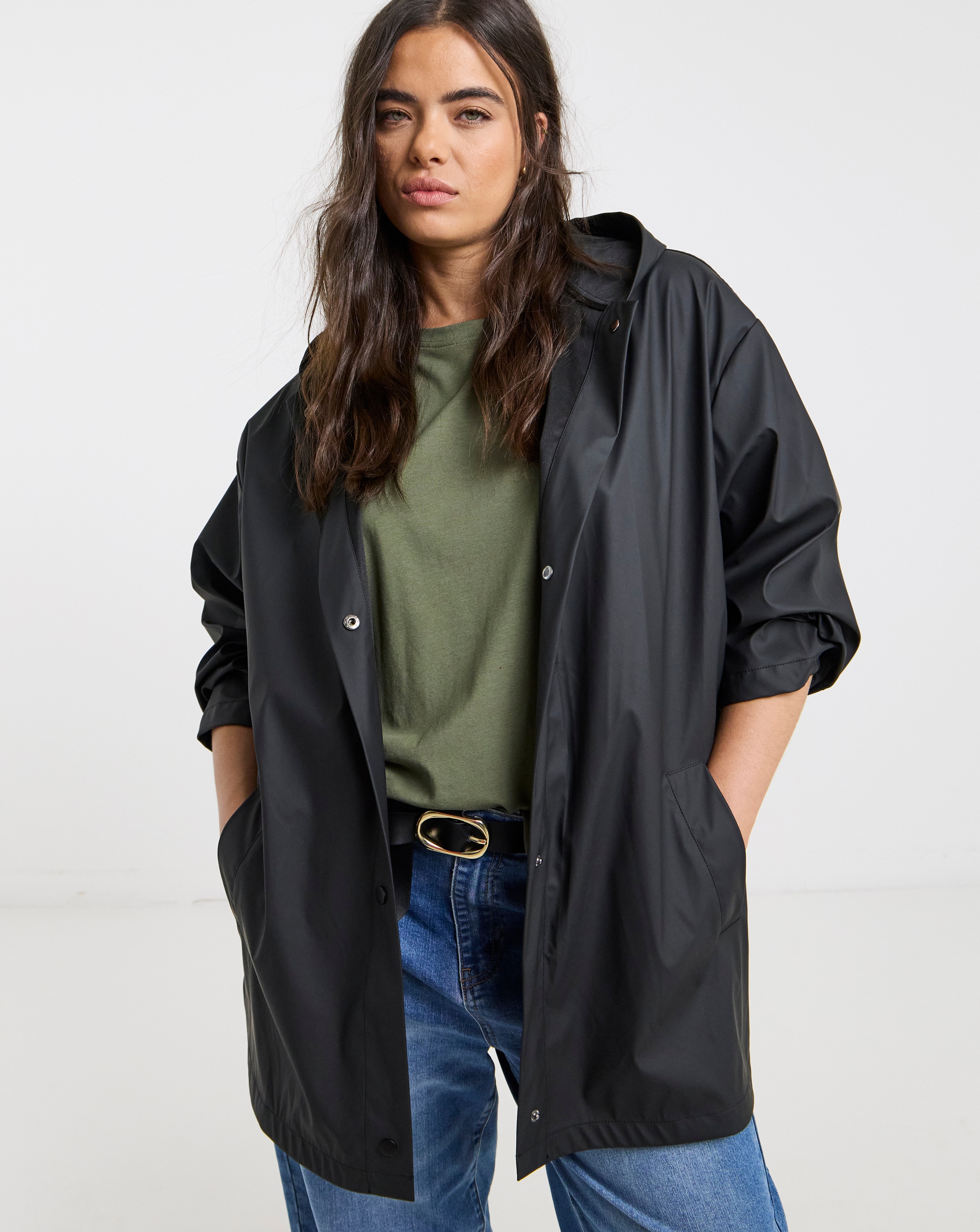 Black Short Rubberised Mac