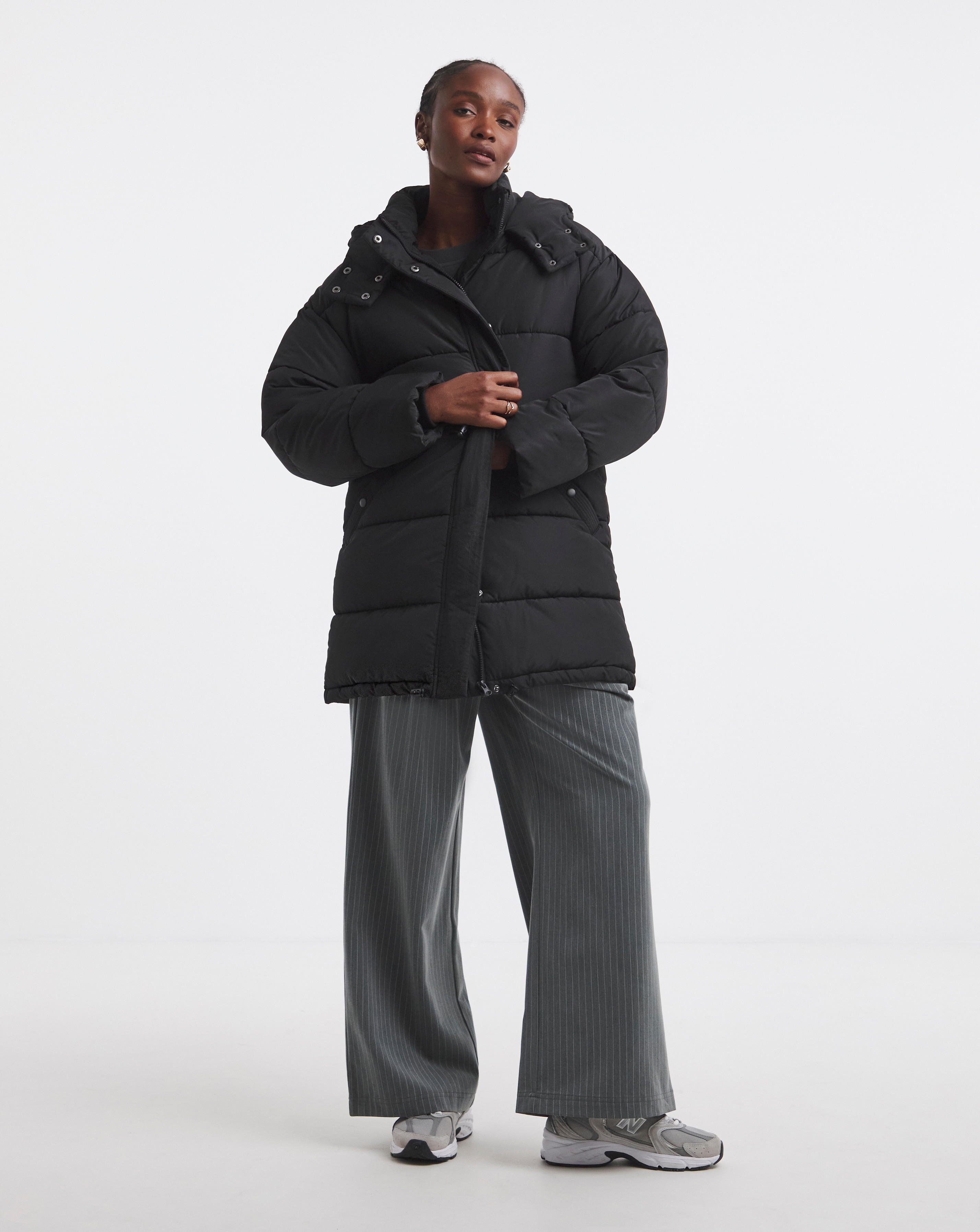 Black Longline Padded Coat