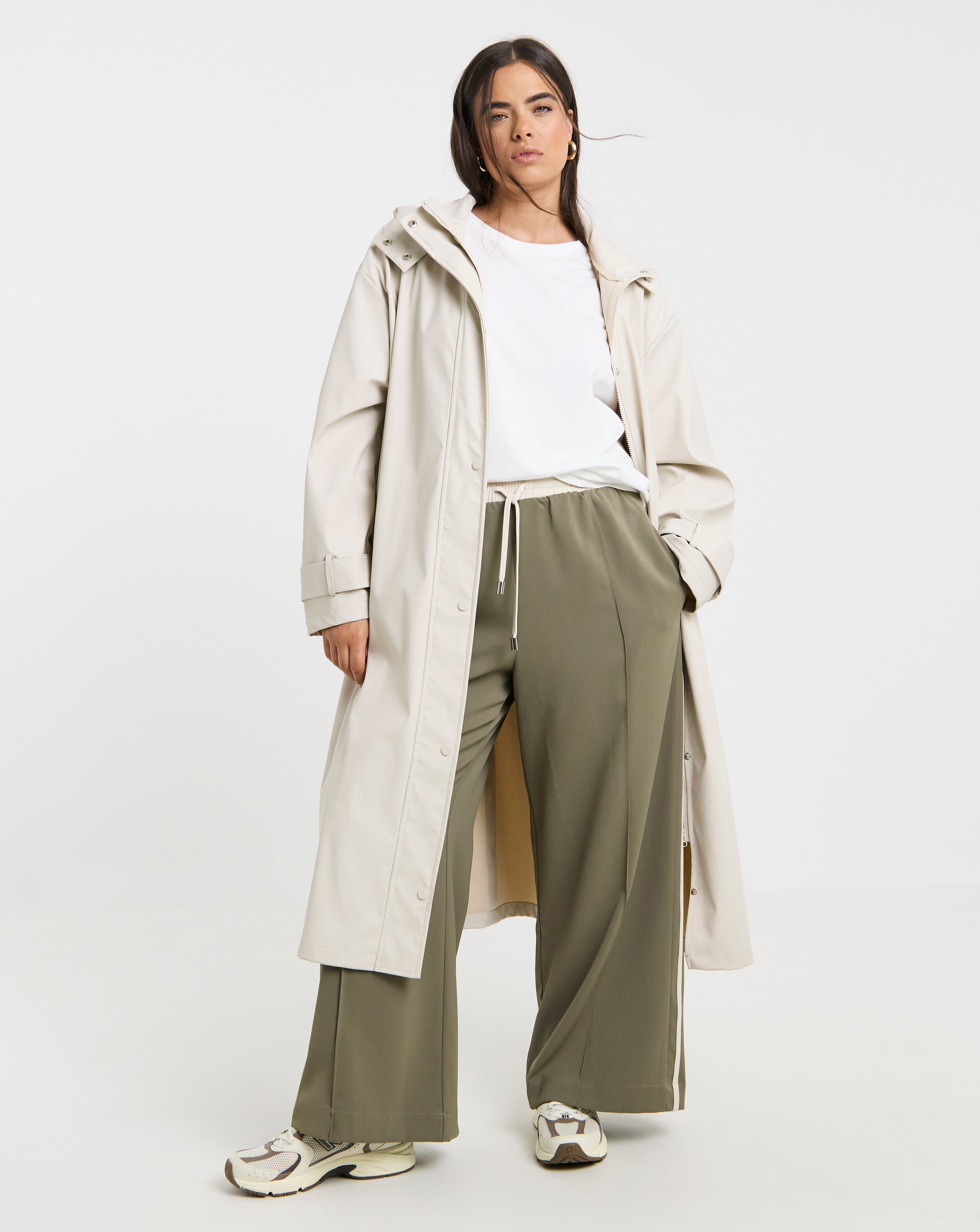 Stone Longline Rubberised Raincoat